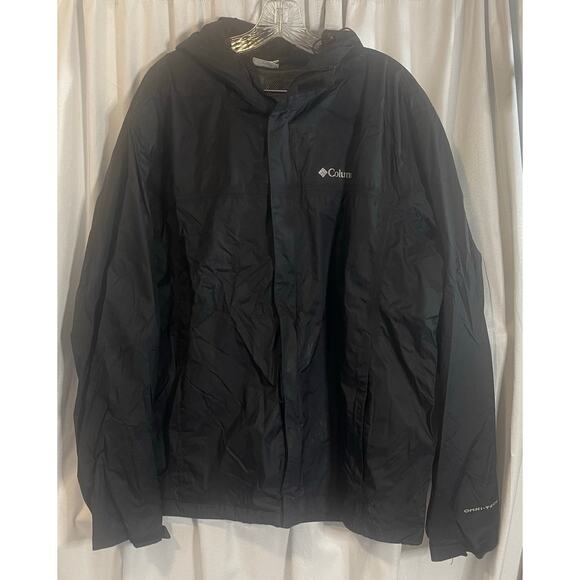 Columbia Mens hooded windbreaker Black SZ XL Mesh lined Drawcord w/pockets - Picture 1 of 6